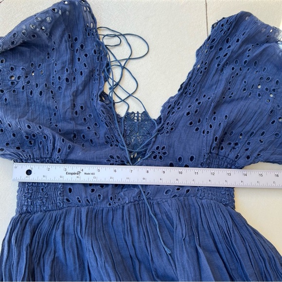 Free People One Lottie Eyelet Lace Navy Mini Dress Women’s Size SP - Picture 6 of 9